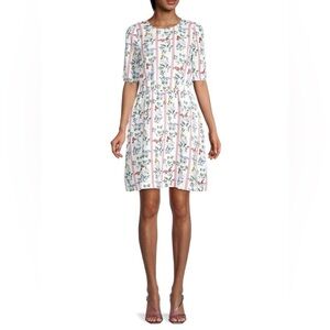 Saks Fifth Avenue Floral Striped Dress - White, Pink, Yellow